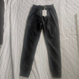 Milio-Milano Womens Faux Leather Jogger Pants Nero Black Made in Italy XS 2040